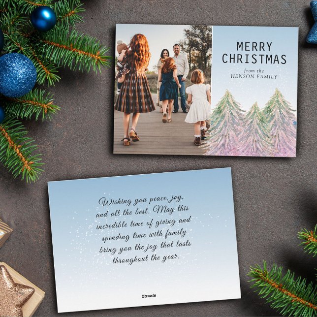 Rosa Watercolor Julgran Artistic Photo Julkort (Skapare uppladdad)