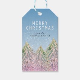 Rosa Watercolor Julgran Artistic Presentetikett