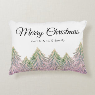 Rosa Watercolor Julgran Artistic Prydnadskudde