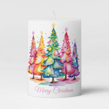 Rosa Watercolor Julgran Candle