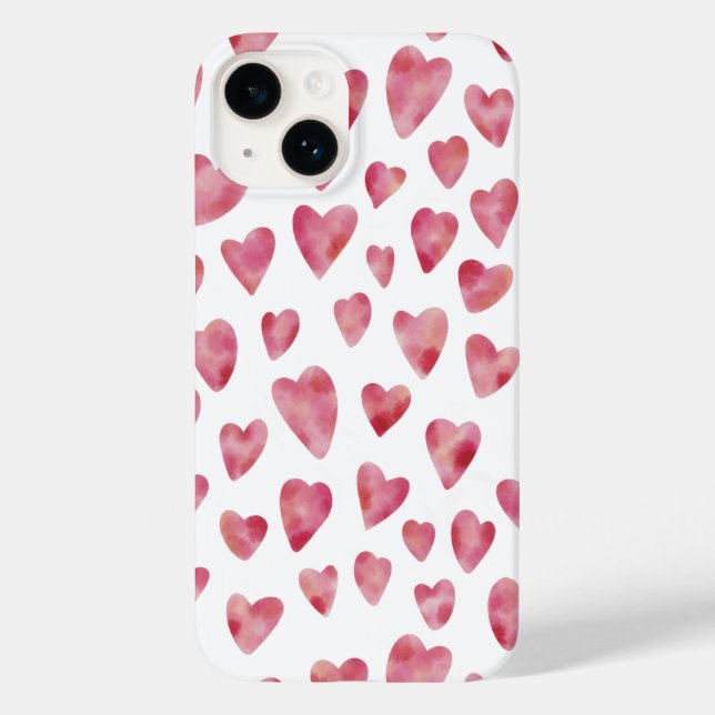 Rosa Watercolor Kärlek Heart Mönster (Baksida)