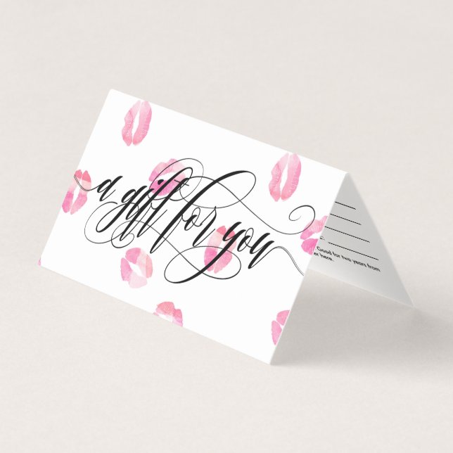 Rosa Watercolor Kisses - Gift Certificate Kort (Framsida)