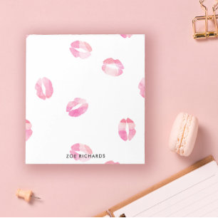 Rosa Watercolor Kisses - Namn Anteckningsblock