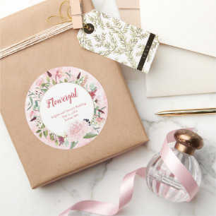 Rosa Watercolor, kommer du att bli min Flower Girl Runt Klistermärke
