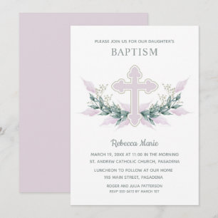 Rosa Watercolor Kor Baptism Inbjudningar
