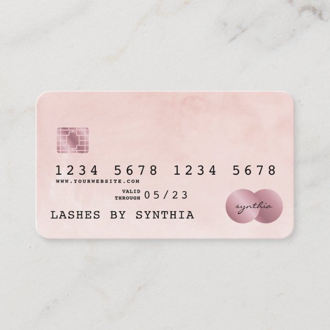  Rosa Watercolor Kredit Card Stil Visitkort (Framsida)
