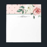 Rosa Watercolor Land Flowers, Personlig Anteckningsblock<br><div class="desc">Det här anteckningsblocket av personlig har en vattenfärgskonstruktion i nyanser och gröntar. Använda mallformuläret för att lägga till din anpassning.</div>