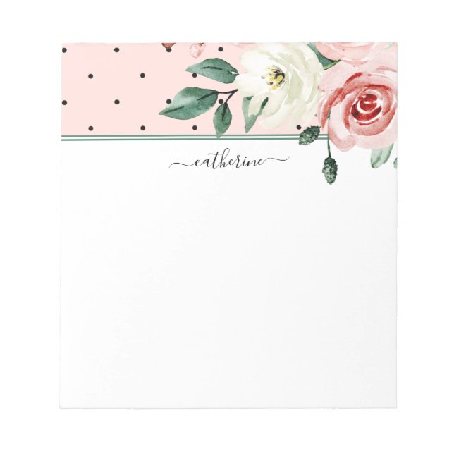 Rosa Watercolor Land Flowers, Personlig Anteckningsblock (Framsida)