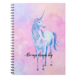 Rosa Watercolor Lila Unicorn Anteckningsbok