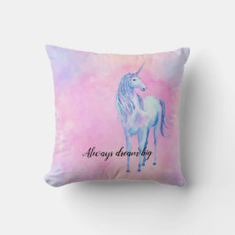 Rosa Watercolor Lila Unicorn Kudde