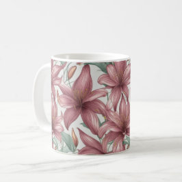 Rosa Watercolor Lily Flowers Kaffemugg
