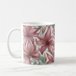 Rosa Watercolor Lily Flowers Kaffemugg