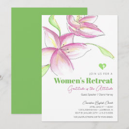 Rosa Watercolor Lily Women's Church Retreat Inbjudningar