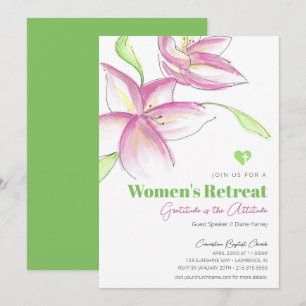 Rosa Watercolor Lily Women's Church Retreat Inbjudningar