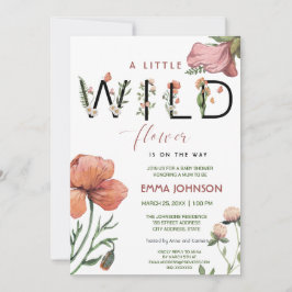 Rosa Watercolor Little Poppies Baby Shower Inbjudningar