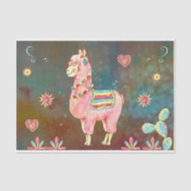Rosa Watercolor Llama Decoupage