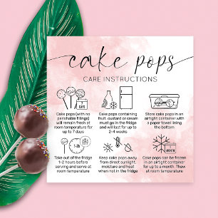 Rosa Watercolor Logotyp Cake Pops Care Cards Fyrkantigt Visitkort