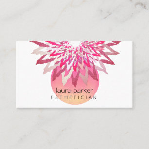 Rosa Watercolor Lotus Flower Beautician Massage Visitkort