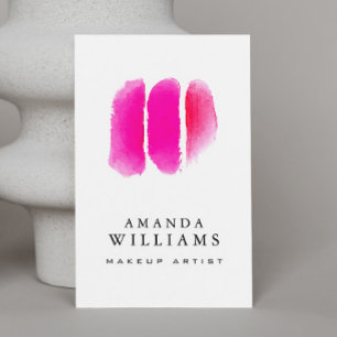 Rosa Watercolor Makeup Artist-färgrutor Visitkort