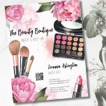 Rosa Watercolor Makeup Artist Reklamblad<br><div class="desc">Den här tryckningen är en perfekt för bildande konstnärer, skönhet, bloggare, inflytelserika och alla som vill ha en färgstark blommigt med glam. Har klara rosa, makeup palette, makeup penslar och läppstift. Du kan anpassa all text och QR-koden - du kan också ta bort QR om du vill. Underbar för bokning...</div>