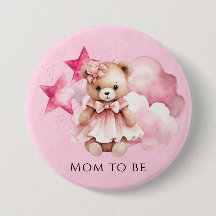  Rosa Watercolor Nalle Girl Baby Shower