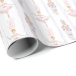 Rosa Watercolor Nutcracker, julpapp Presentpapper<br><div class="desc">Hand målade upp den vackra lilla nötköttsbalerina på rosa gingham-julomslaget pappert.</div>