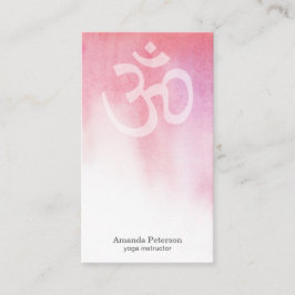 Rosa Watercolor Om Yoga Instructor Visitkort