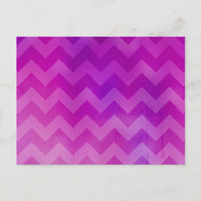 Rosa Watercolor Ombre Chevron Vykort (Framsida)