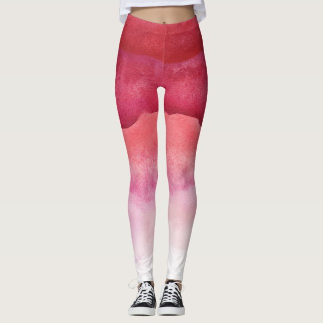 Rosa Watercolor Ombre Leggings (Framsida)