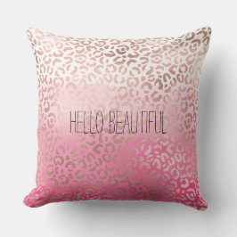 Rosa Watercolor Ombre Leopard Print Personlig Kudde