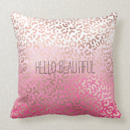 Rosa Watercolor Ombre Leopard Print Personlig Kudde