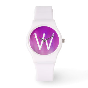 Rosa Watercolor Ombre Monogram Armbandsur