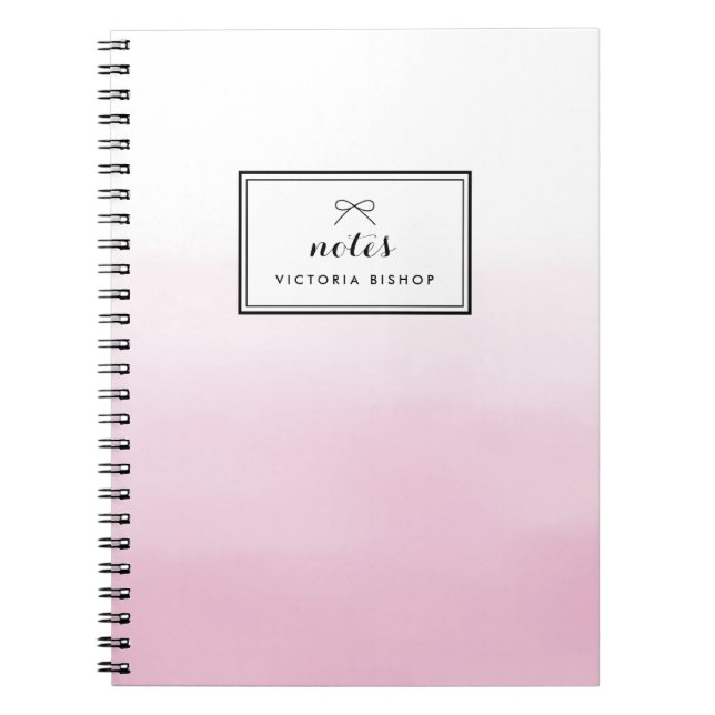 Rosa Watercolor Ombre-Personlig Anteckningsbok (Framsidan)