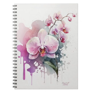 Rosa Watercolor Orchid Anteckningsbok