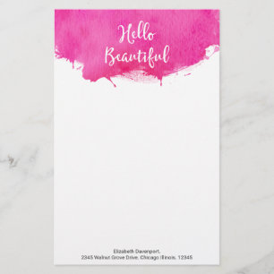 Rosa Watercolor Paint Splatter Hej Beresh Brevpapper
