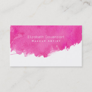 Rosa Watercolor Paint Splatter Makeup Artist Visitkort