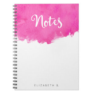 Rosa Watercolor Paint Splatter "Notes" Anteckningsbok