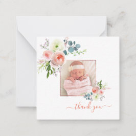 Rosa Watercolor Peonies Baby Tack Anteckningskort