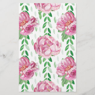 Rosa Watercolor Peonies Brevpapper