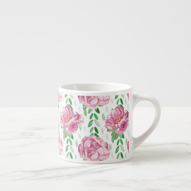 Rosa Watercolor Peonies Espressomugg (Höger)
