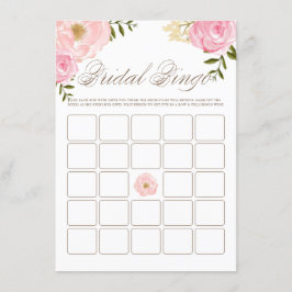 Rosa Watercolor Peonies Möhippa Bingo Game Tilläggskort