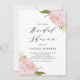 Rosa Watercolor Peonies Söt Möhippa Inbjudningar