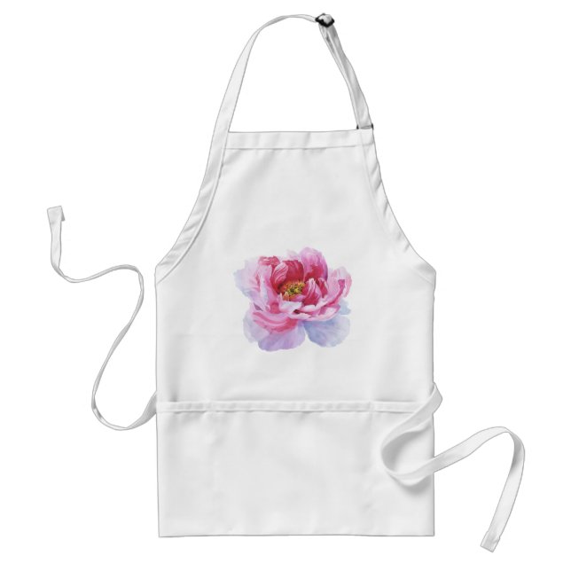 Rosa Watercolor Peony Apron Förkläde (Framsidan)