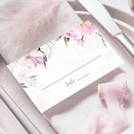 Rosa Watercolor Peony Blommigt Elegant bröllop Placeringskort