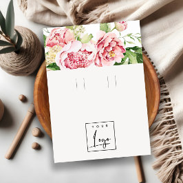 Rosa Watercolor Peony Blommigt Logotyp Ring Holder Visitkort