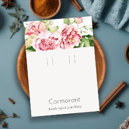 Rosa Watercolor Peony Blommigt Loop Ring Holder Visitkort