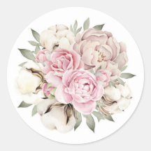 Rosa Watercolor Peony Cream Cotton Bröllop