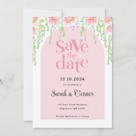 Rosa Watercolor Peony Flowers Spara Datumet