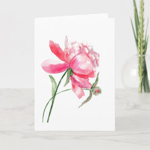 Rosa Watercolor Peony Greeting Card Kort