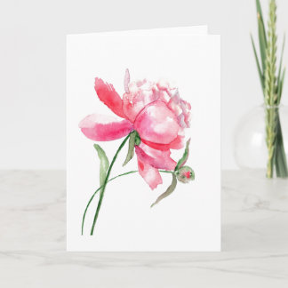 Rosa Watercolor Peony Greeting Card Kort